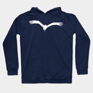 Stork Bird In Flight Vector White Silhouette Hoodie